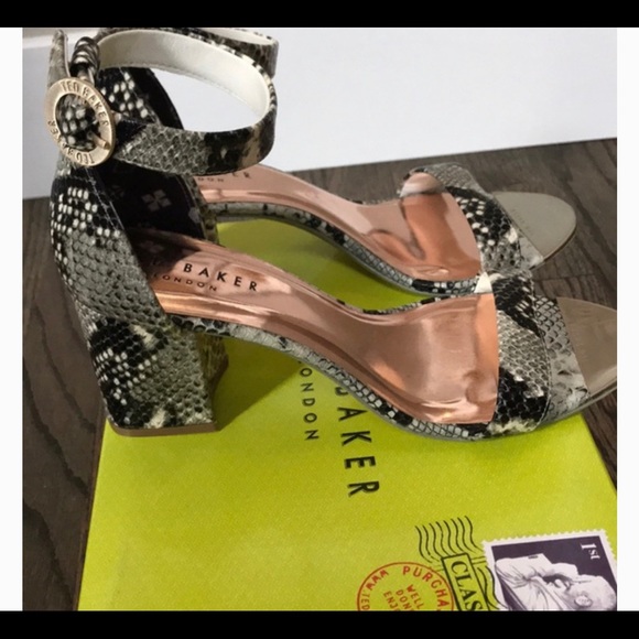 Nwt Ted Baker Snake Skin Sandals Size 